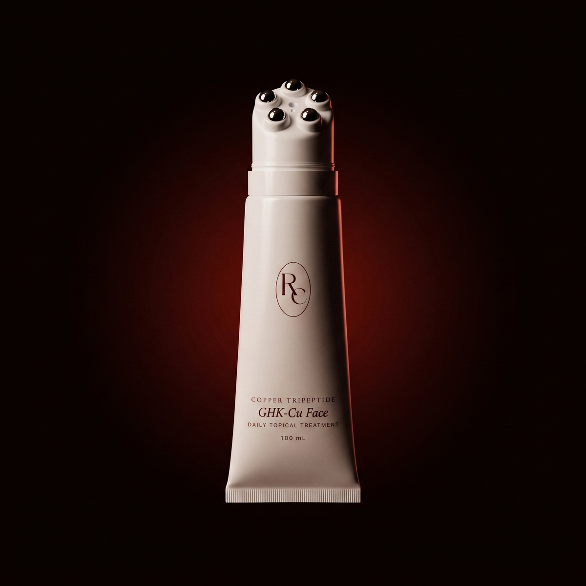 GHK-Cu Face 100 mL white tube with chrome five-ball roller applicator