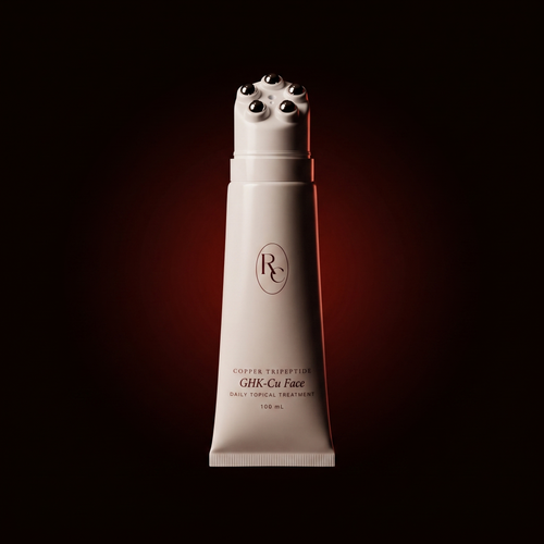 GHK-Cu Face 100 mL white tube with chrome five-ball roller applicator