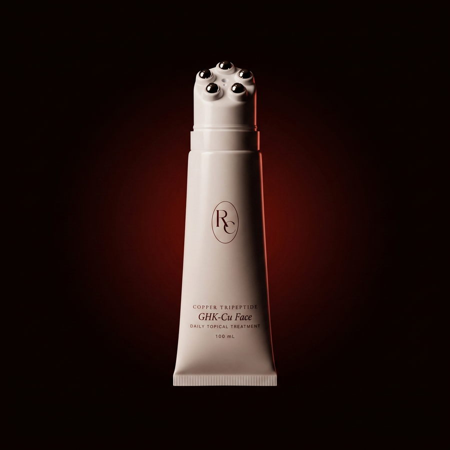 GHK-Cu Face 100 mL white tube with chrome five-ball roller applicator