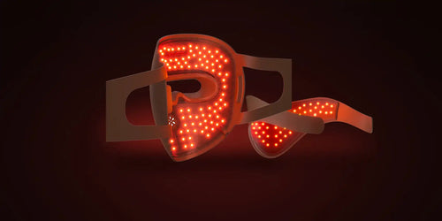 The Reset Mask face and neck pieces glowing in darkness